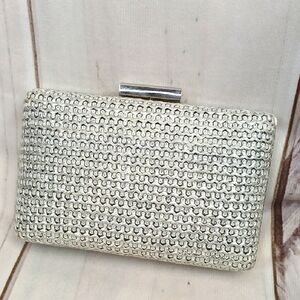 Elegant Silver Grayish Clutch Evening Bag Prom Purse